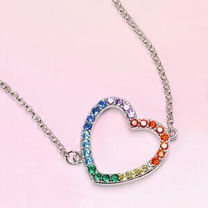 25 Sterling Silver Multicolor Heart Gemstone Bracelet, Charmed Aroma Rainbow